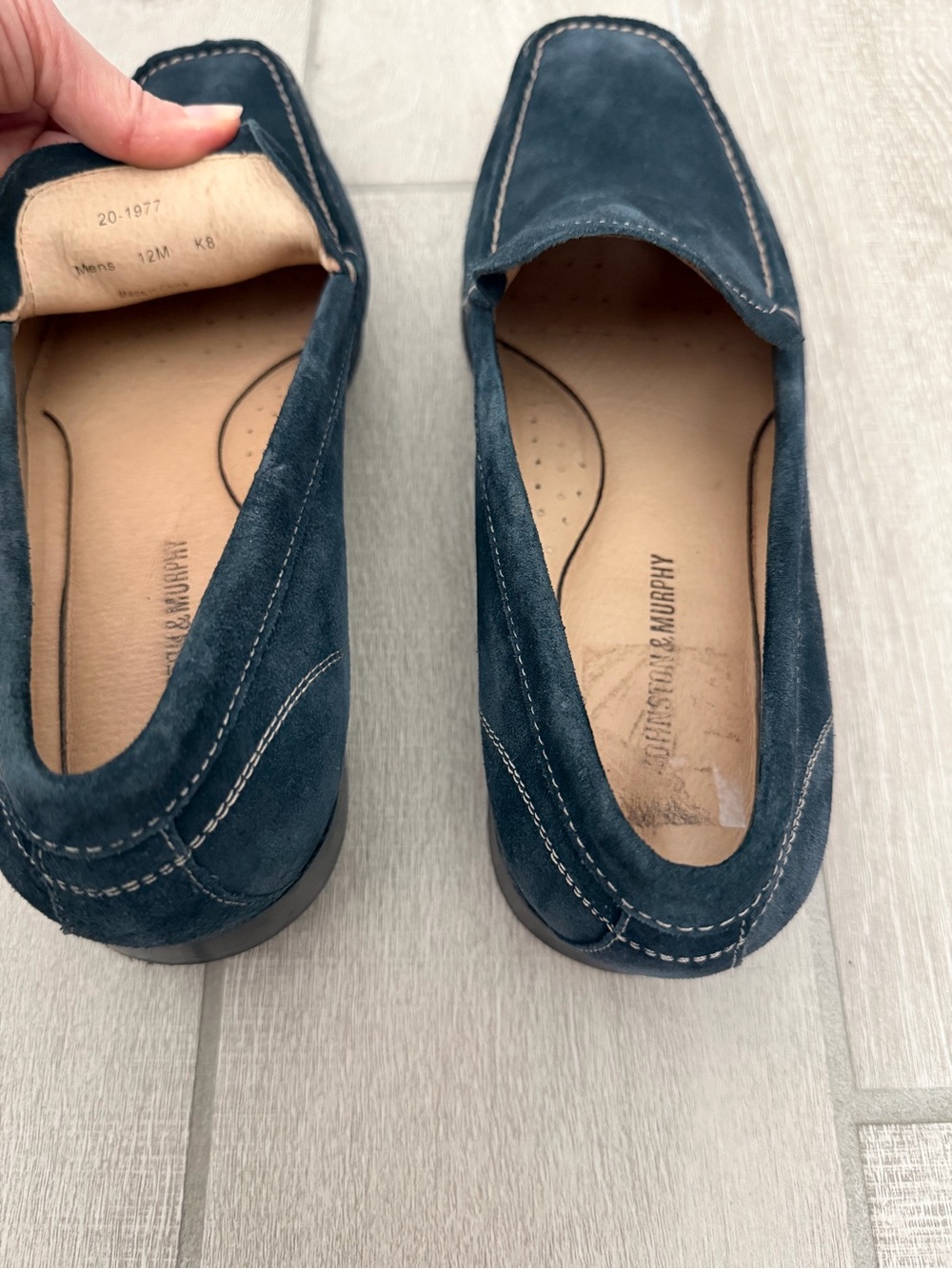 Johnston & Murphy Navy Suede Slip-On Loafers - Picture 6 of 10